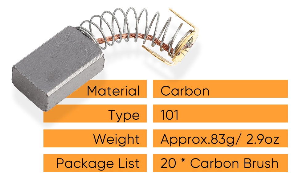 20pcs Carbon Brush, Replaceable Electric Motor Brushes