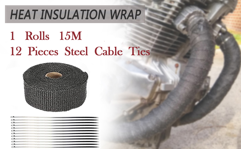 Exhaust Heat Tape, Car Exhaust Wrap, Deecam Black Glass Fiber Thermal