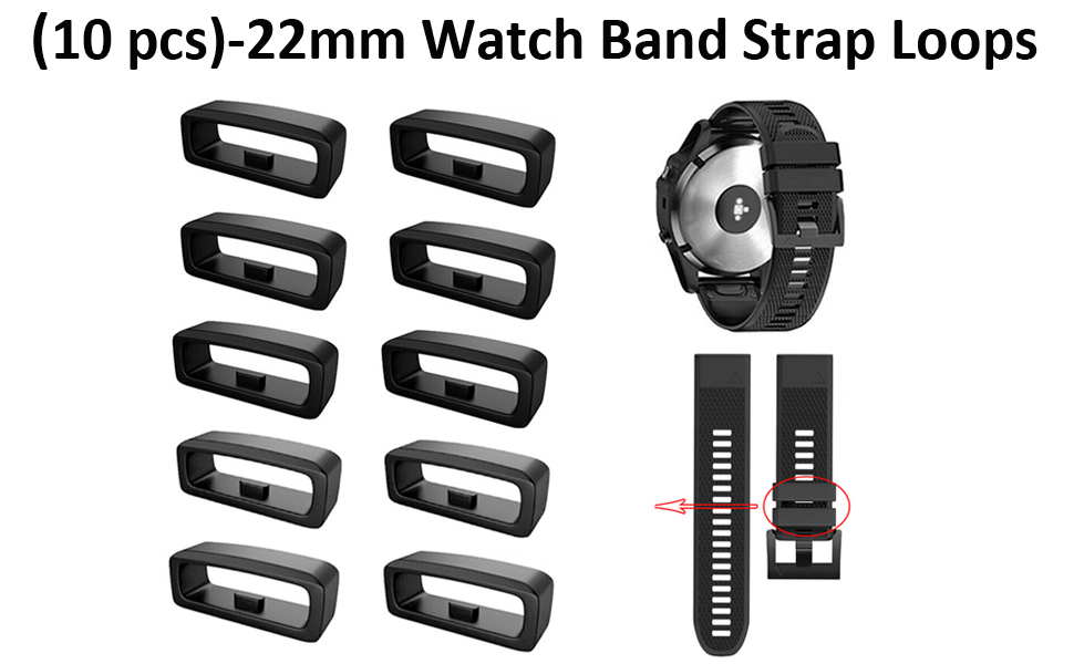 22mm Watch Band Strap Loops for Garmin, MH MOIHSING Replacement Secure