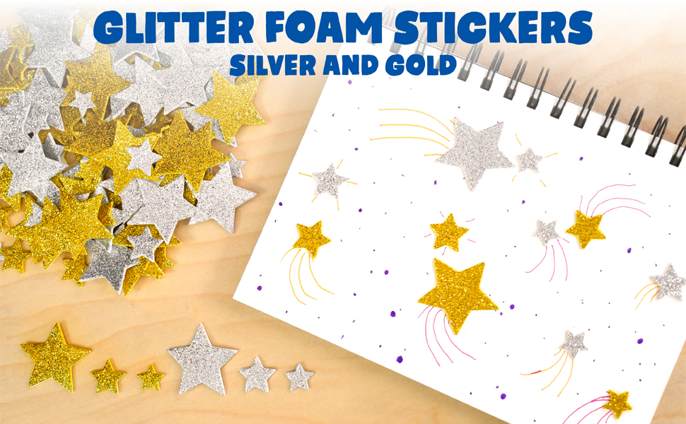 Silver Star Stickers, Metallic, x 140, 20mm