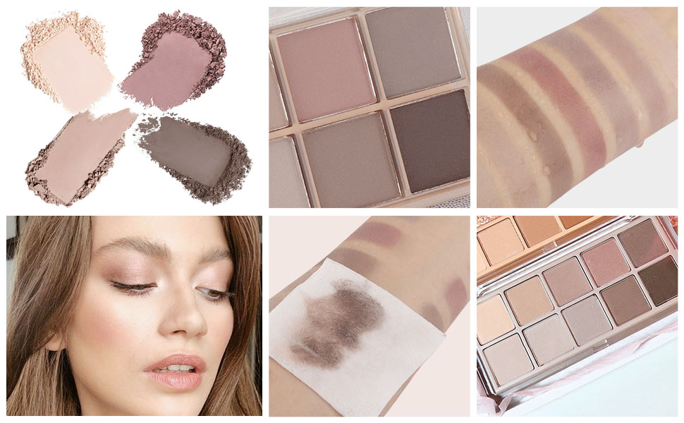 10 Colors Nude Gray Taupe Matte Eyeshadow Palette,Highly Pigmented Neutral Nude Eye Shadow Palette