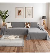 MYSKY HOME Sectional Couch Cover for Dogs, 2 Pieces Couch Covers for L Shape Sofa, Sofa Cover Was...