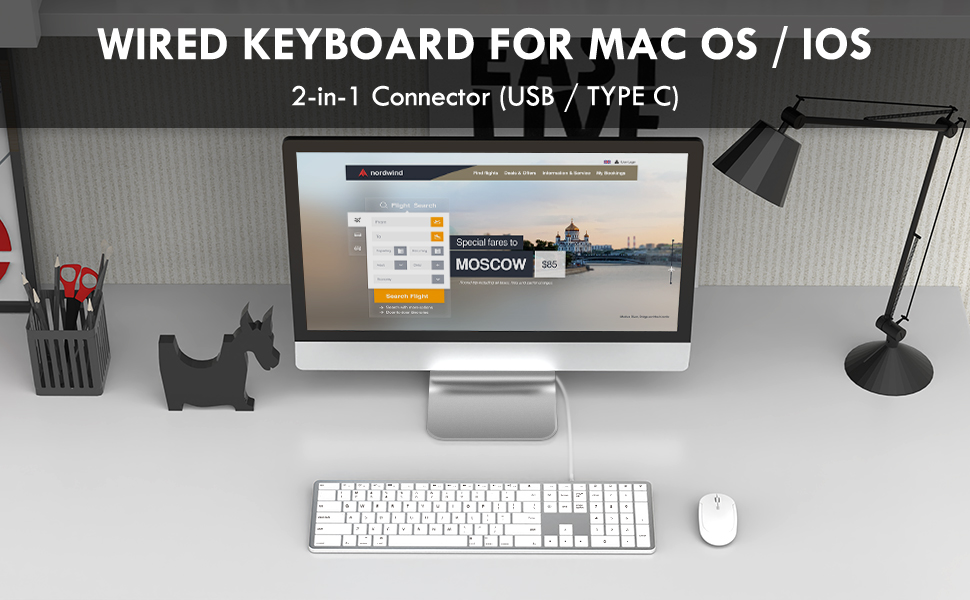 seenda Wired Keyboard for Mac, Mac Keyboard Wired Full Size