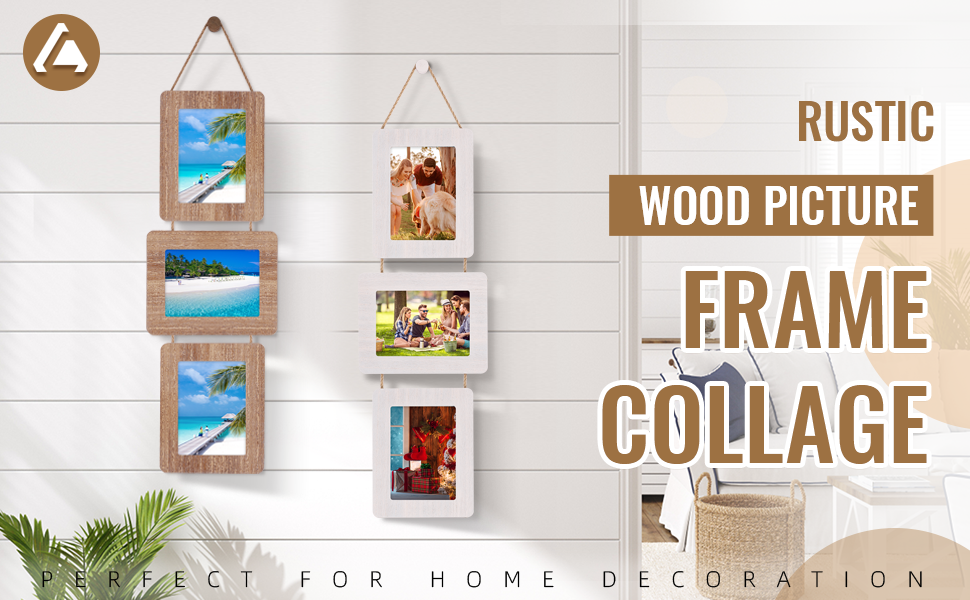ABSWHLM 5x7 Picture Frames Rustic Wood Hanging Picture