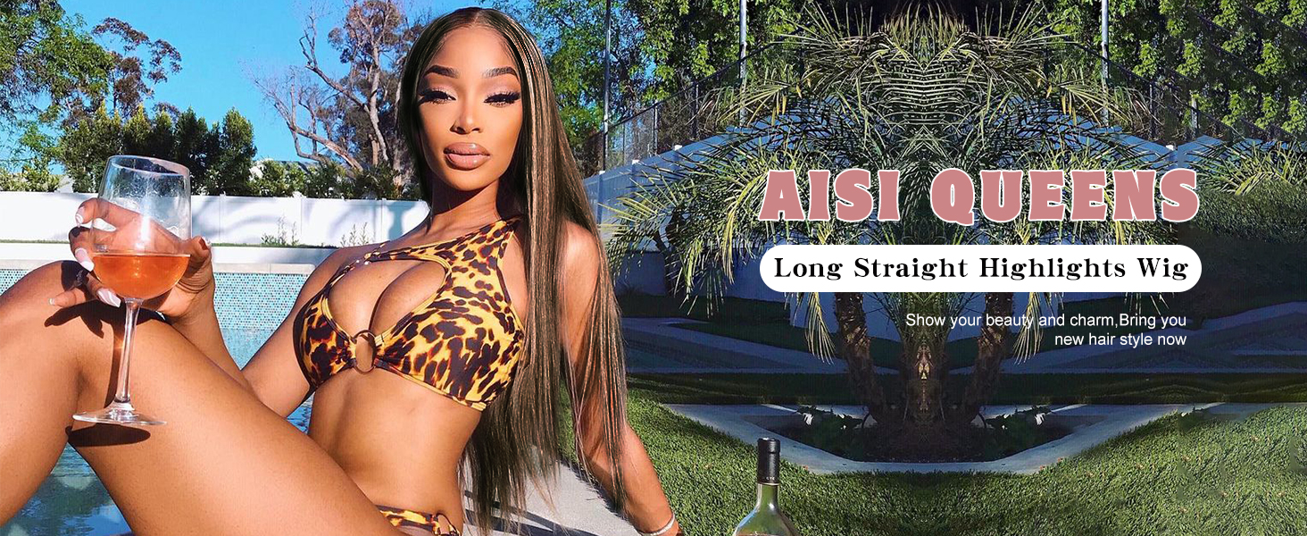 Long Straight Highlights Wig 