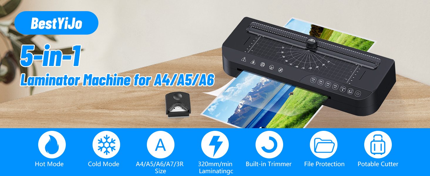 5 in 1 Laminator or A4/A5/A6, BestYiJo Laminator Machine