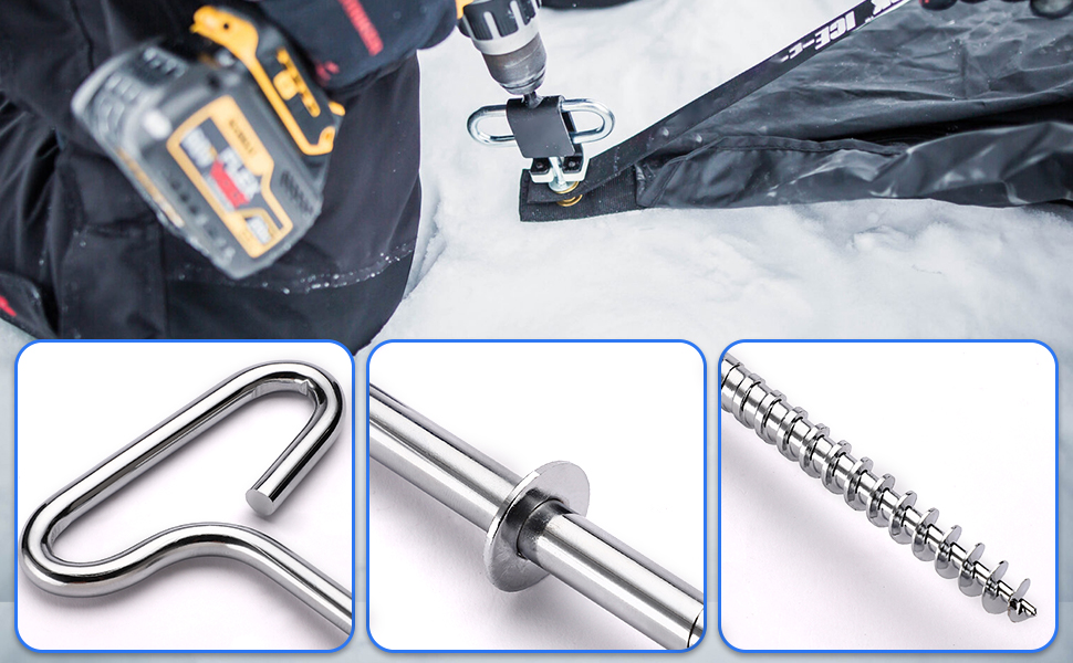 TOBWOLF 5PCS Ice Anchor Tool Kit, 11.2in Large Ice Fishing