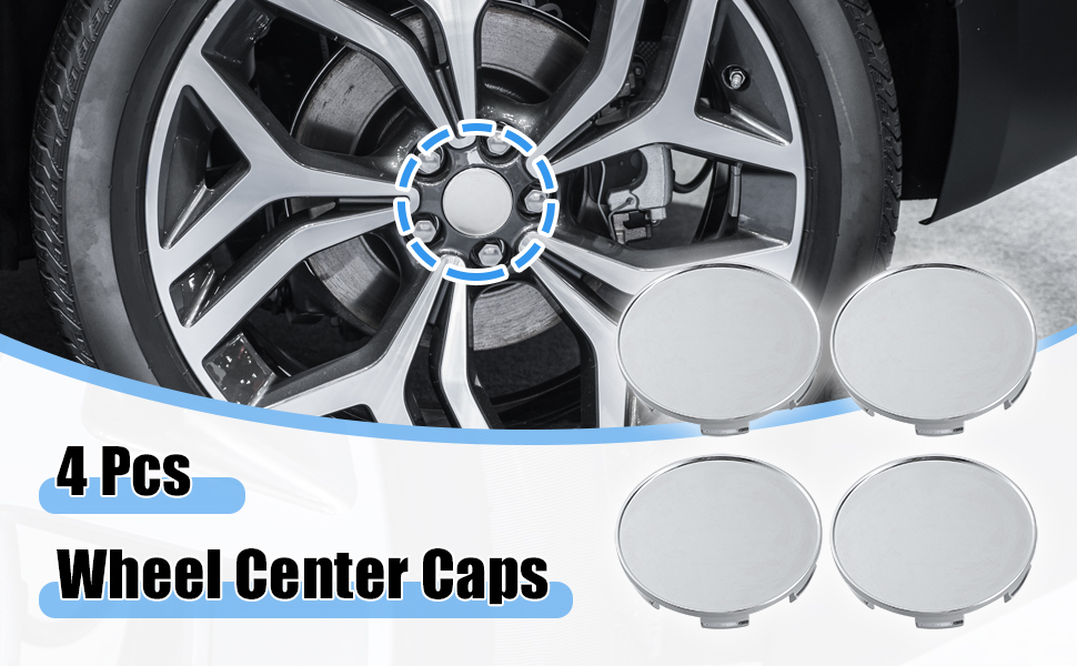 ACROPIX 70mm 6 Clips Wheel Rim Hub Center Caps Silver Tone