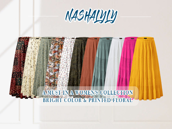 NASHALYLY flowy skirts for women