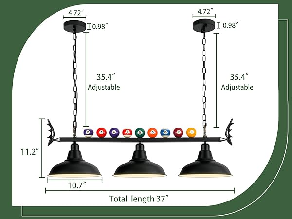 LEDライト付きテーブルビリヤード Amazon.com: LuoliiTa Pool Table Light, Billiard Light for 7