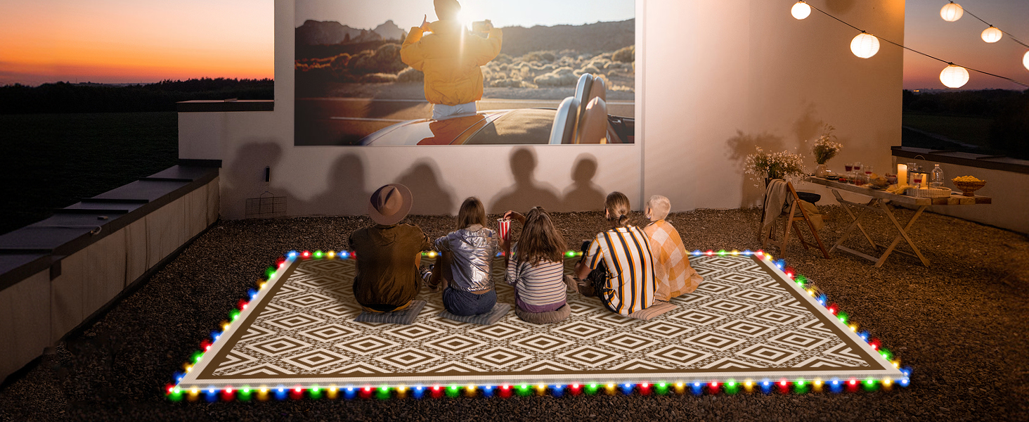 Outdoor Rug with Lights 8x10ft