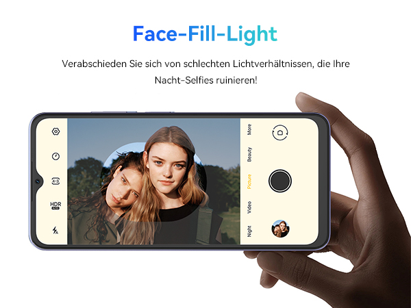 OSCAL Flat 2 Android 14 smartphone kamera Ergänzende Lichtfunktion für das Gesicht