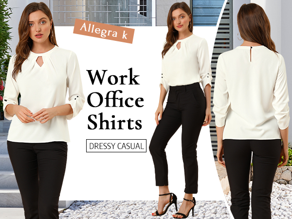 Amazon.com: Allegra K Women's Dressy Blouses Keyhole Ruched