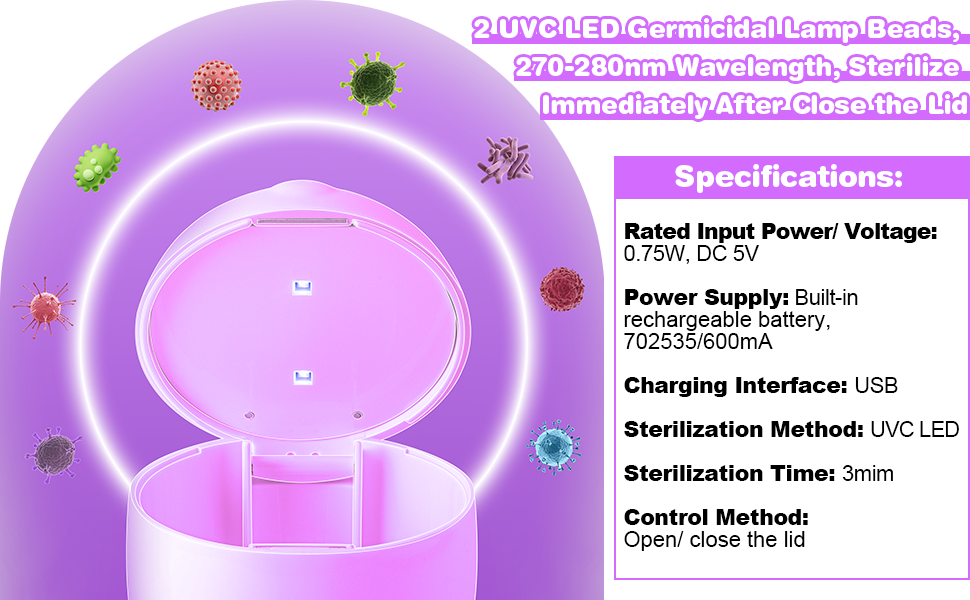 Portable Pacifier Sterilizer, Mini UV Light Sterilizer, 99.