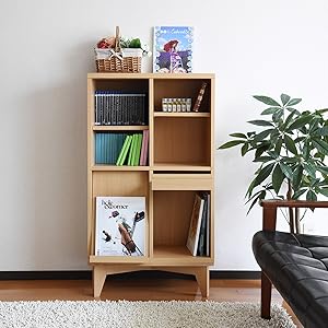 本棚　フラップ扉 フラップ収納 ラック 本棚 オープン 1段 フラップ扉 本 雑誌