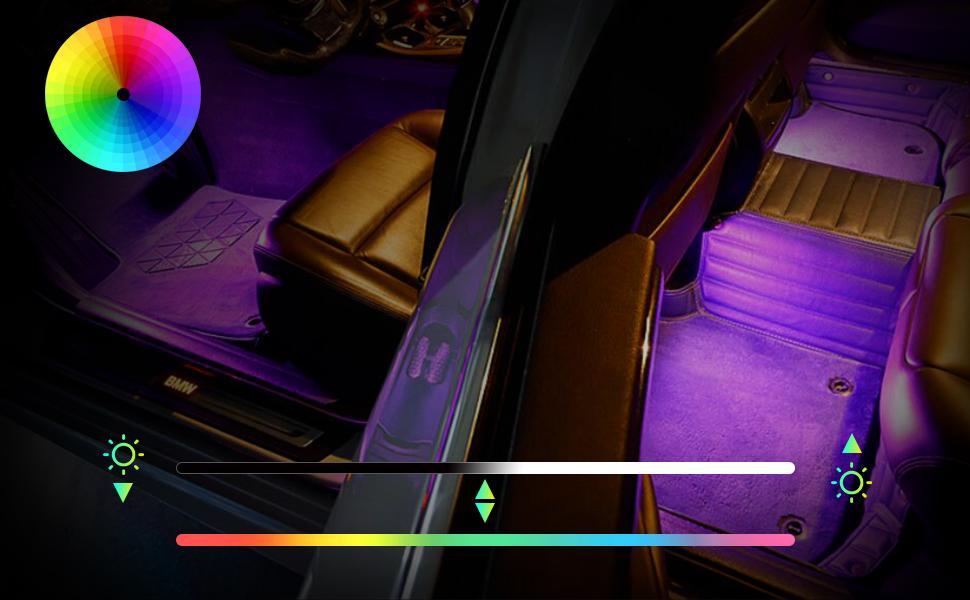 Winzwon Car LED Interior Lighting, 4 Pieces 48 LED Car Strip Interior