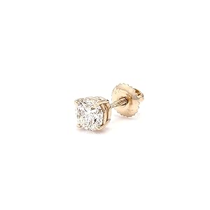 0.40ct Lab Grown Diamond Single Stud Earrings for Men in 14kt Yellow Gold