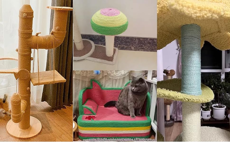 PADRAIKO Multicolor Natural Hemp Rope, Cat Scratching