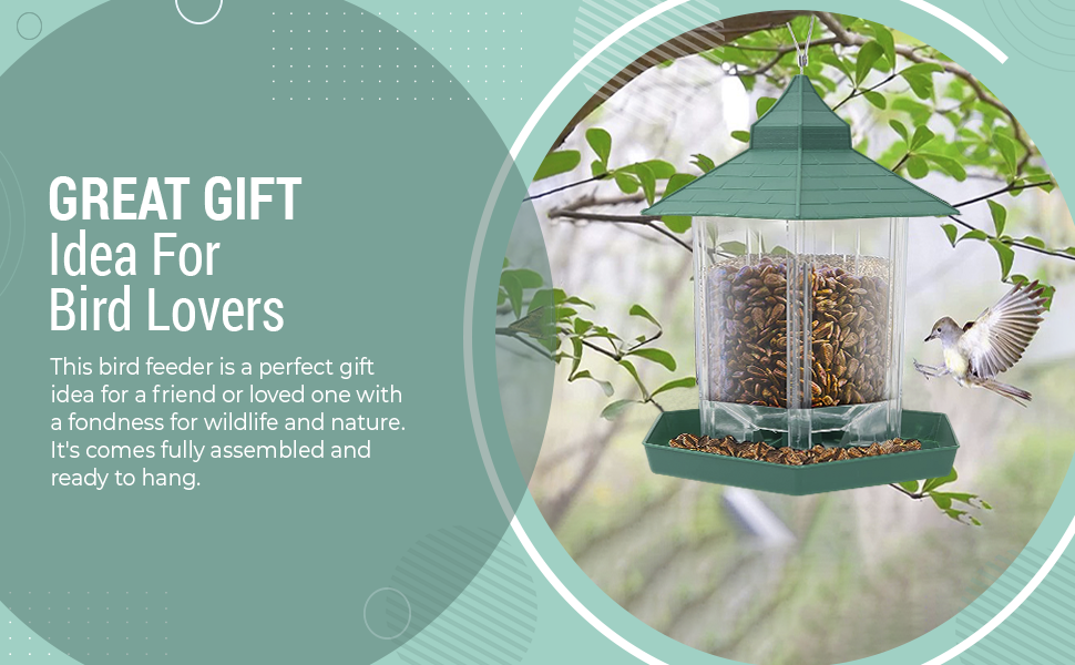 GloBrite Bird Feeder Garden Ornament Bird Seed Feeder Hanging Bird Feeder All Weather Bird