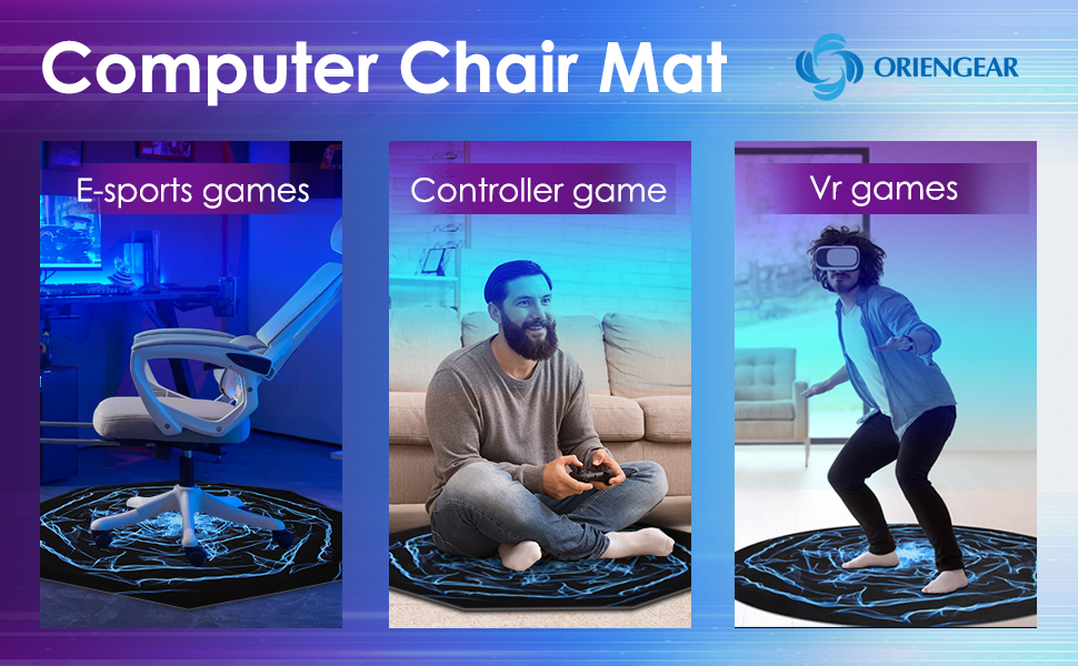 Gaming Chair Mat, 47" Round 3mm Thick Rubber Computer