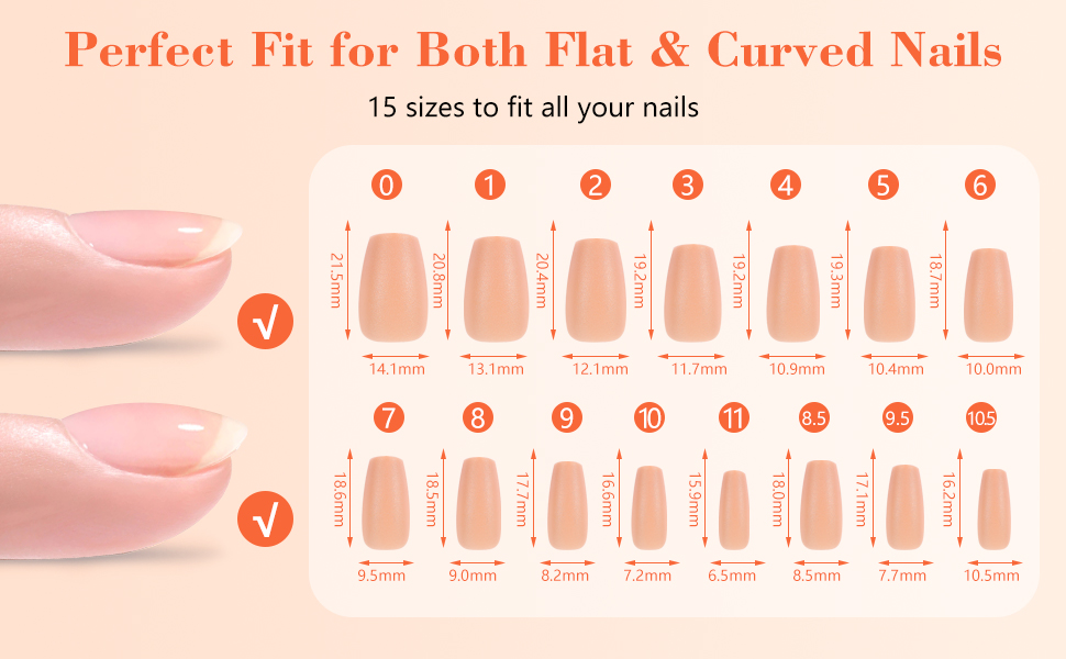 Wilfniee Precolored Gel Nail Tips Coffin, 240PCS Short