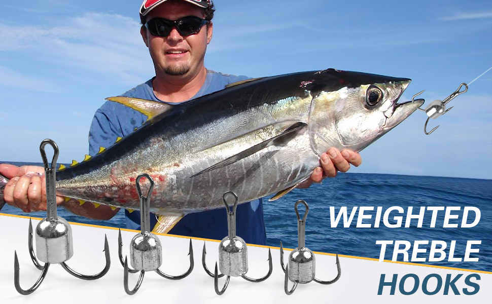 Snagging Weighted Treble Hooks, 5pcs Snagging Hooks Large Weighted