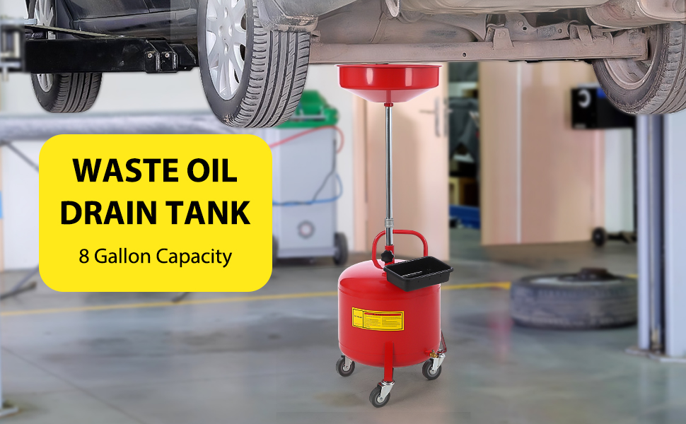 Garvee 8 Gallon Waste Oil Drain Tank, Portable Oil Drain