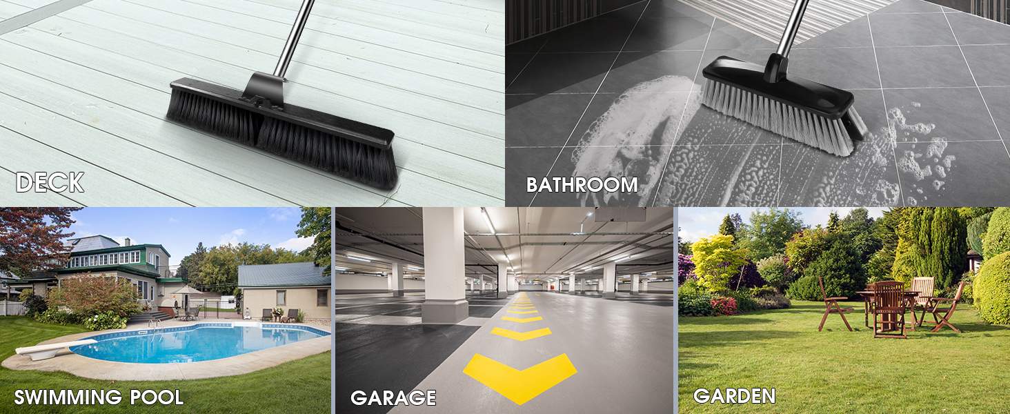 Midyb Yard Brush, Heavy Duty Garden Broom with 63cm Head & Metal Handle