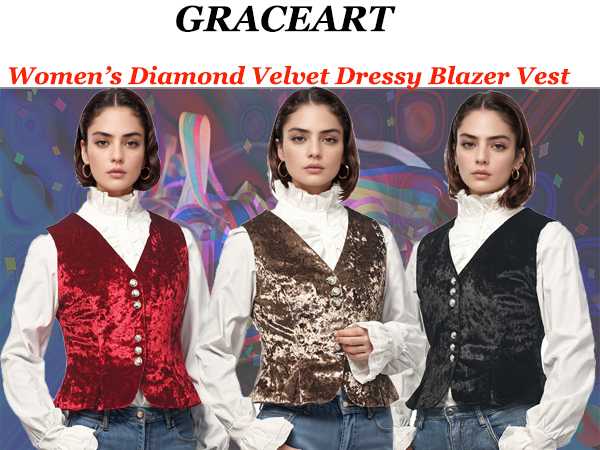 トップス CUT OFF VELVET VEST Vintage Velvet Vest for Women V-Neck Cropped Sleeveless