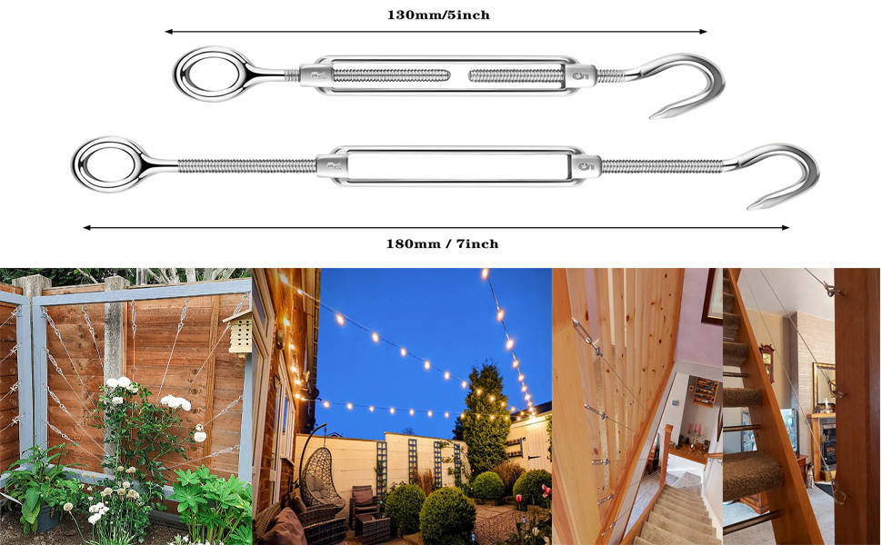 TooTaci Turnbuckle Hook and Eye,10pcs M5 Stainless Steel Turnbuckles