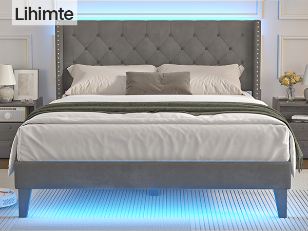 Amazon.com: Lihimte Full Size Bed Frame with Led Lights