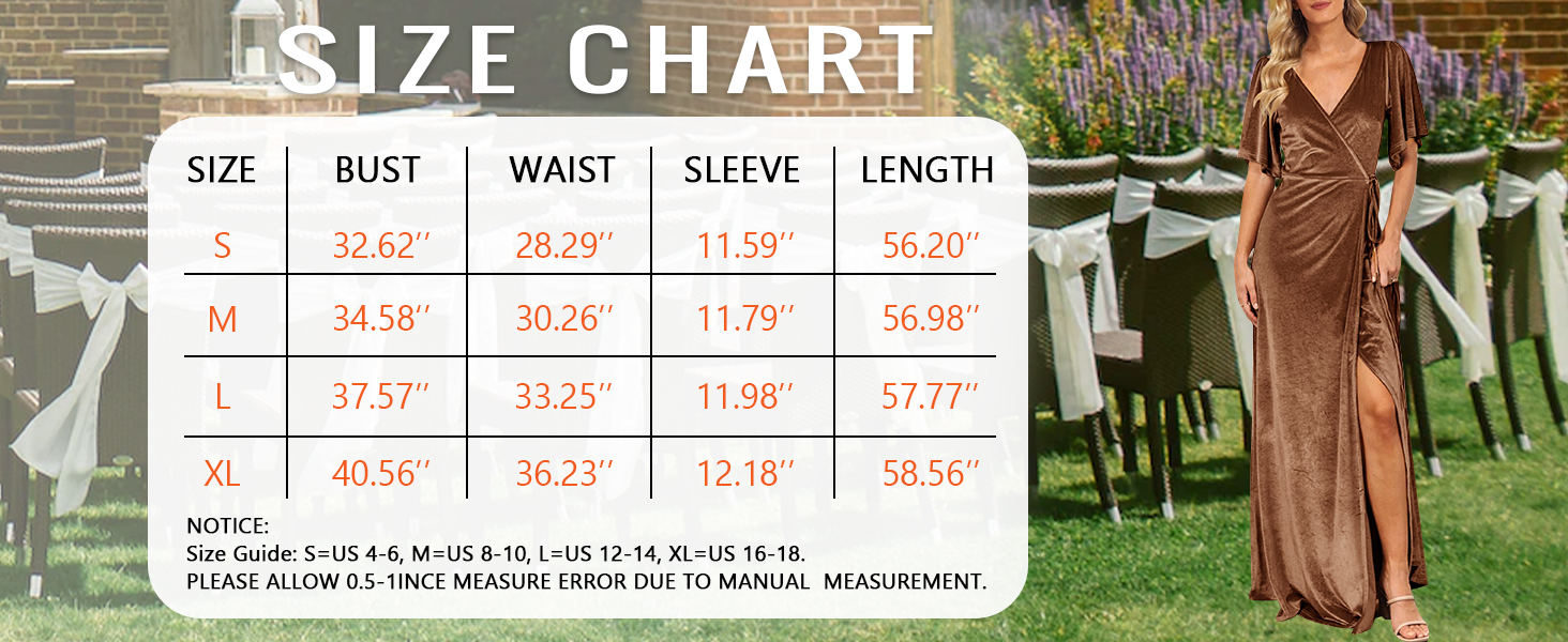 Size Chart for Bridesmaid Dress
