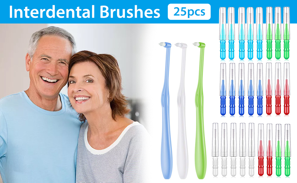 25 PCS Interdental Brushes with 3 Soft Single Tufted Toothbrush Teeth