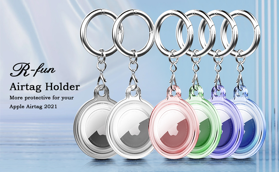Rfun Airtag Holder, 4 Pack Apple Airtag Case with Keychain