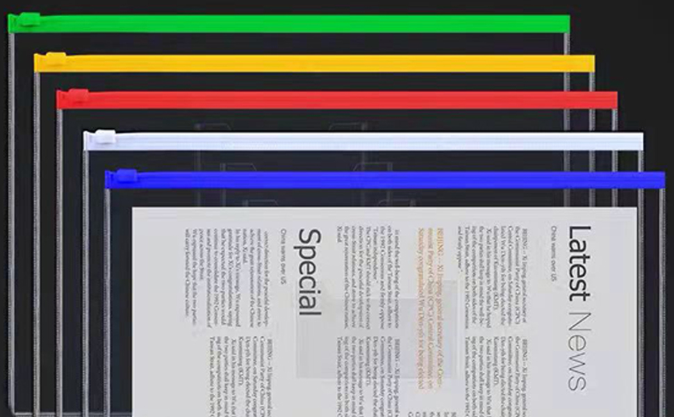 A3 Document Folder File Zipper Bags Plastic Wallets Zip Wallet Folder Clear Poly Zip Envelopes