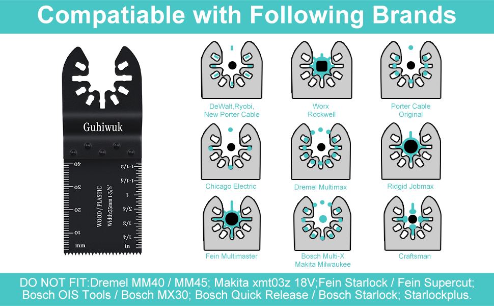 Guhiwuk 55PCS Oscillating Saw Blades, Quick Release Titanium Multitool