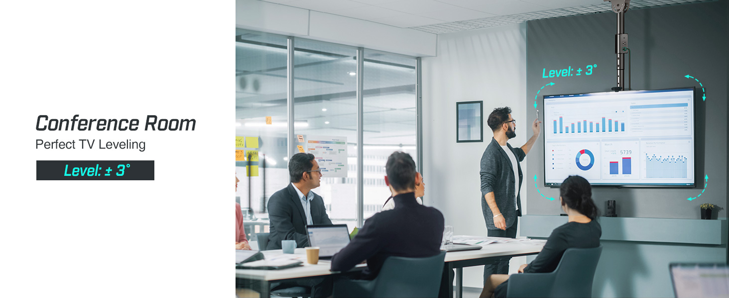 Greenstell Ceiling TV Mount with Power Outlet, TV Mount for