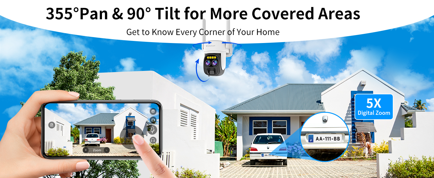 VSTARCAM 2K Solar Wireless 5X Zoom Outdoor Security Camera
