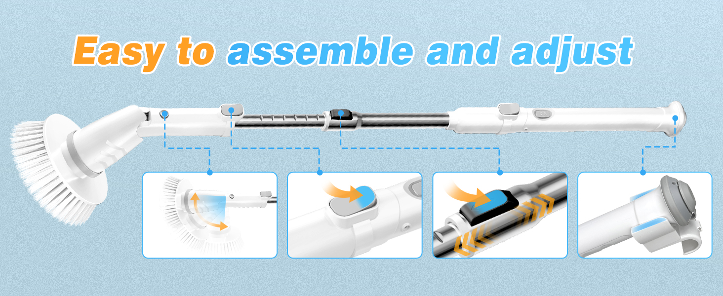 Electric Spin Scrubber Cleaning Brush, 11 in 1 Shower Cleaner with Long