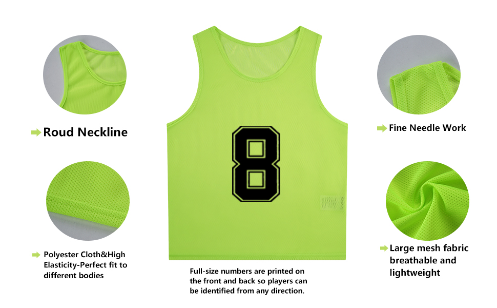 Numbered Soccer Practice Vests for Adult and Youth Teams 12 70
