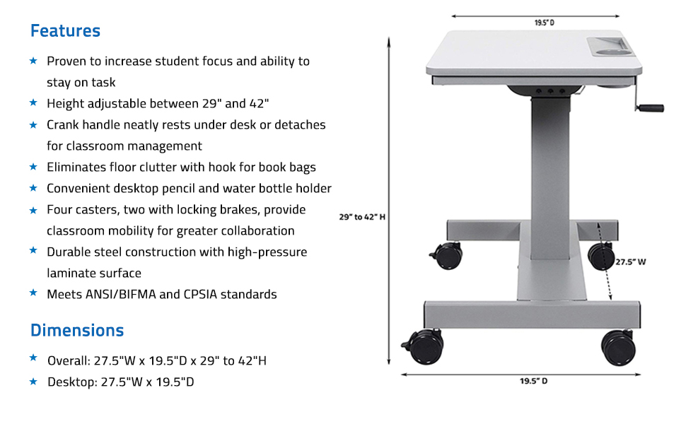 Amazon.com: Offex Height Adjustable Student Sit Stand Desk