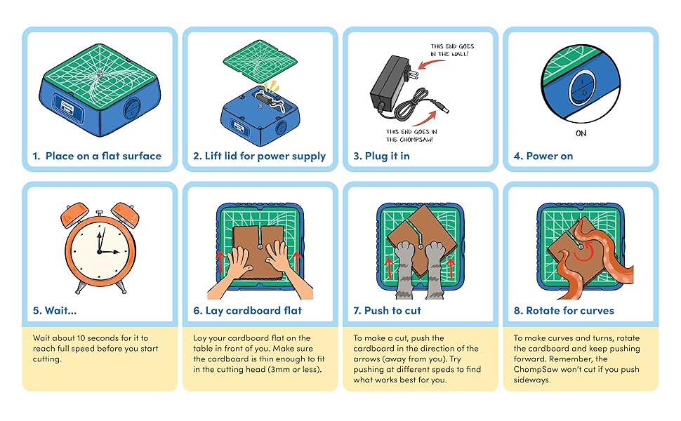 Step-by-step instructions for setting up and using the ChompSaw.