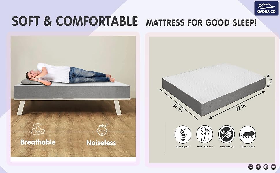 GADDA CO Comfort Mattress 10 Years Warranty Orthopedic Mattress