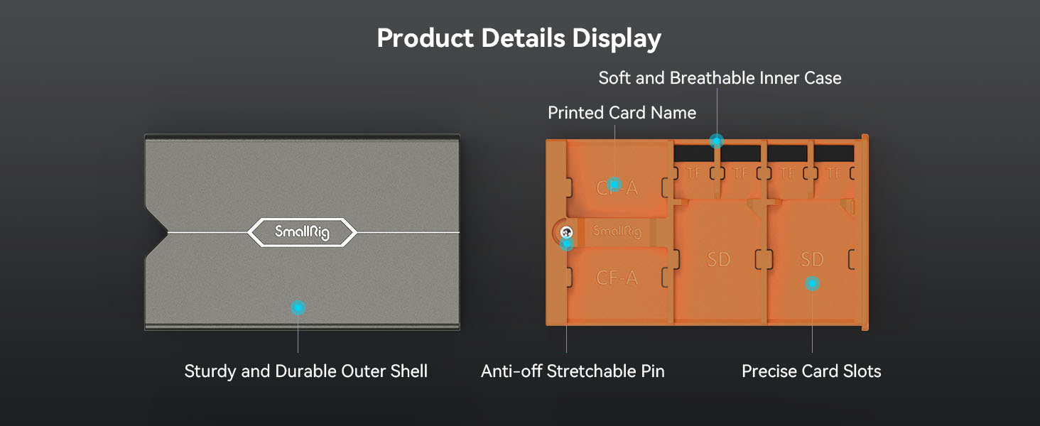 SMALLRIG SD Card Holder Memory Card Storage Case 8 Slots for 2 SD Cards