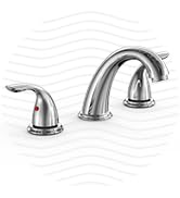 Phiestina Chrome 8 Inch 3 Holes Widespread Bathroom Sink Faucet 3 Pieces 2 Handles Low-Arc with C...