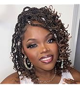 Leeven Crochet Hair 8 Inch Senegalese Twist 8 Packs Ombre Brown Pre Looped Short Crochet Braids W...