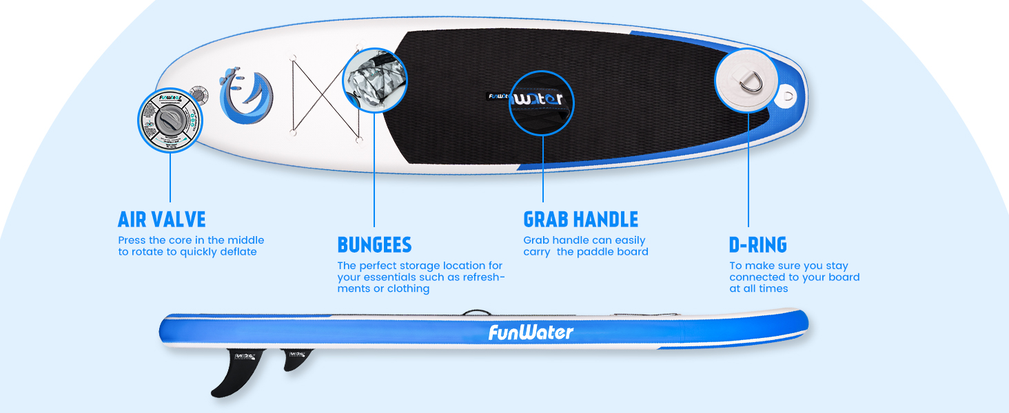 FunWater Stand Up Paddle Board 11'x33''x6'' UltraLight (20.4lbs) Inflatable Paddleboard with