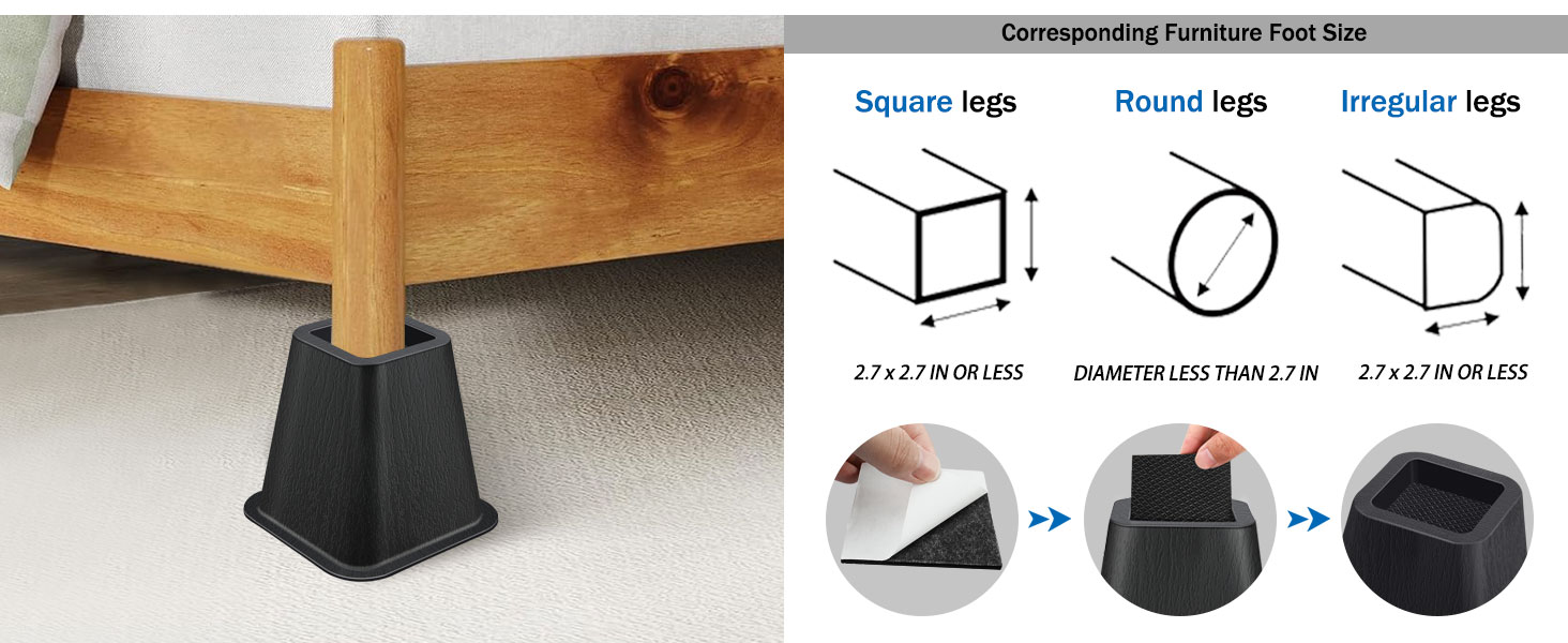 ANNKUT 6 Inch Heavy Duty Bed Risers, Furniture Risers for