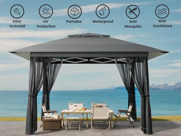 Amazon.com : Bealife 13x13 Pop Up Gazebo Tent with Mosquito