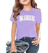 APWEQATA Girls Short Sleeve T Shirts Kids Summer Tops Crewneck Basic Graphic Tees 5-14 Years